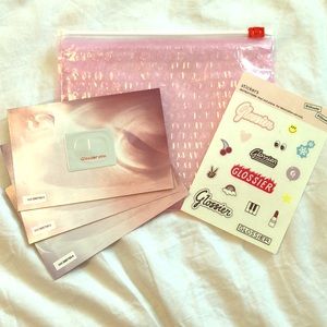 THREE Glossier You samples w/sticker sheet & pouch